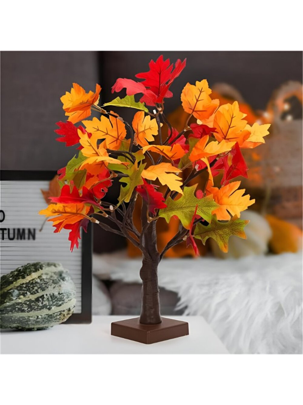 24 LED Fall Lighted Maple Tree Light, Thanksgiving Table Light - Picture 6 of 7